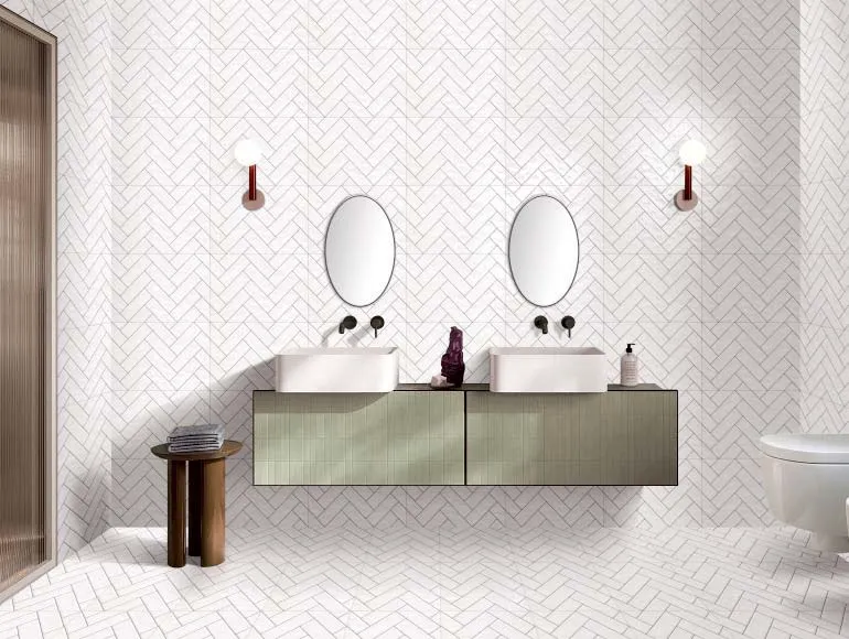 Wash basin design with seamless cabinetry